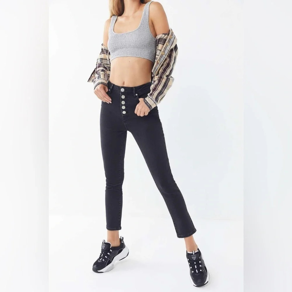 BDG Urban Outfitters High Rise Button Fly Straight Crop Jeans Black 26